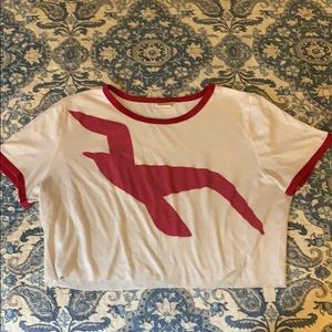 WHITE AND RED CROP TOP